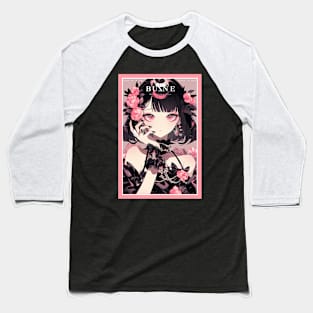 Aesthetic Anime Girl Pink Rosa Black | Quality Aesthetic Anime Design | Chibi Manga Anime Art Baseball T-Shirt